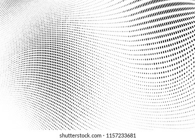 Abstract monochrome grunge halftone pattern. Soft dotted stains and splashes. Vector illustration with dots. Modern polka dots background