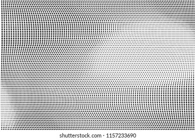 Abstract monochrome grunge halftone pattern. Soft dotted stains and splashes. Vector illustration with dots. Modern polka dots background
