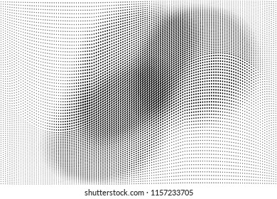 Abstract monochrome grunge halftone pattern. Soft dotted stains and splashes. Vector illustration with dots. Modern polka dots background