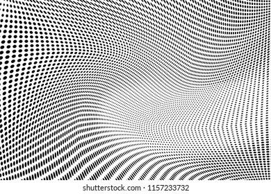 Abstract monochrome grunge halftone pattern. Soft dotted stains and splashes. Vector illustration with dots. Modern polka dots background