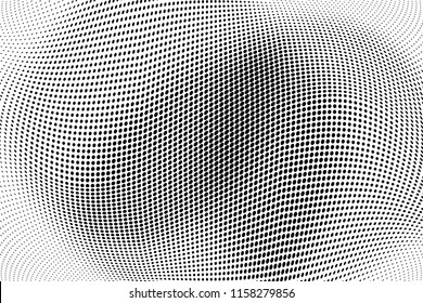 Abstract monochrome grunge halftone pattern. Soft dotted stains and splashes. Vector illustration with dots. Modern polka dots background