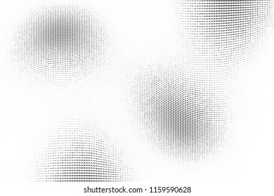 Abstract monochrome grunge halftone pattern. Soft dotted stains and splashes. Vector illustration with dots. Modern polka dots background