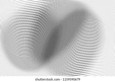 Abstract monochrome grunge halftone pattern. Soft dotted stains and splashes. Vector illustration with dots. Modern polka dots background