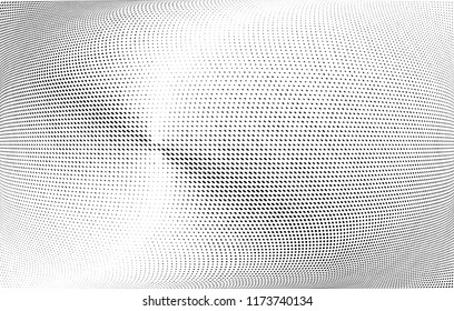 Abstract monochrome grunge halftone pattern. Soft dynamic lines. Vector illustration with dots. Modern polka dots background