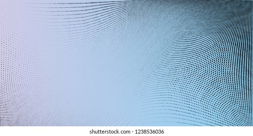 Abstract monochrome grunge halftone pattern. Soft dynamic lines. Half tone vector illustration with dots. Modern wide polka dots wide background for web design, overlay effect, print