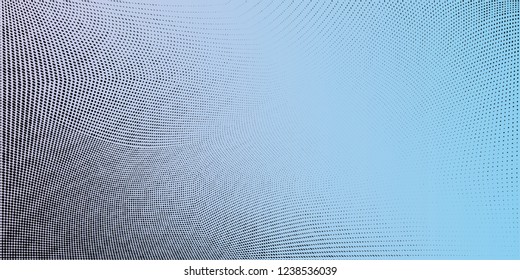 Abstract monochrome grunge halftone pattern. Soft dynamic lines. Half tone vector illustration with dots. Modern wide polka dots wide background for web design, overlay effect, print