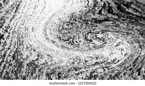 Abstract monochrome grunge halftone pattern. Soft dotted stains and splashes. Vector illustration with dots. Modern polka dots background