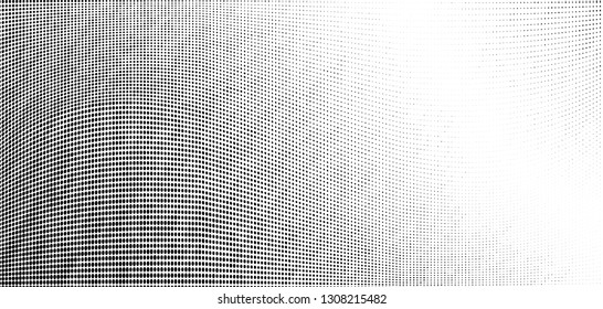 Abstract monochrome grunge halftone pattern. Soft dynamic lines. Half tone  vector illustration with dots. Modern black and white polka dots wide background for web design, brochures, leaflets, print