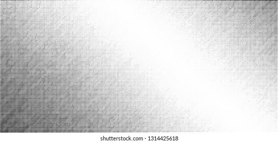 Abstract monochrome grunge halftone pattern. Soft dynamic lines. Half tone  vector illustration with dots. Modern black and white polka dots panoramic background for web banners, leaflets, print
