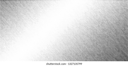 Abstract monochrome grunge halftone pattern. Soft dynamic lines. Half tone  vector illustration with dots. Modern black and white polka dots wide background for web design, brochures, leaflets, print