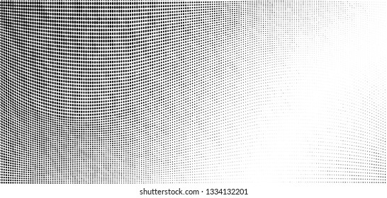Abstract monochrome grunge halftone pattern. Soft dynamic lines. Half tone  vector illustration with dots. Modern black and white polka dots wide background for web design, brochures, leaflets, print
