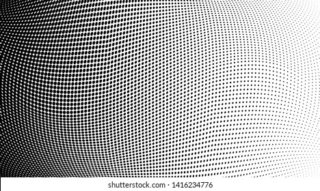 Abstract monochrome grunge halftone pattern. Soft dynamic lines. Half tone  vector illustration with dots. Modern black and white polka dots wide background for web design, brochures, leaflets, print