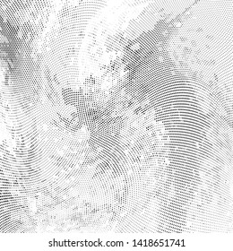 Abstract monochrome grunge halftone pattern. Soft dynamic lines. Half tone  square vector illustration with dots. Modern black and white polka dots wide background for web design, leaflets, print