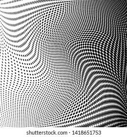 Abstract monochrome grunge halftone pattern. Soft dynamic lines. Half tone  square vector illustration with dots. Modern black and white polka dots wide background for web design, leaflets, print