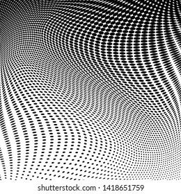 Abstract monochrome grunge halftone pattern. Soft dynamic lines. Half tone  square vector illustration with dots. Modern black and white polka dots wide background for web design, leaflets, print