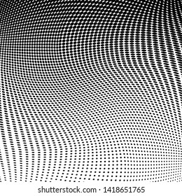 Abstract monochrome grunge halftone pattern. Soft dynamic lines. Half tone  square vector illustration with dots. Modern black and white polka dots wide background for web design, leaflets, print