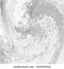 Abstract monochrome grunge halftone pattern. Soft dynamic lines. Half tone  square vector illustration with dots. Modern black and white polka dots wide background for web design, leaflets, print