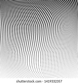 Abstract monochrome grunge halftone pattern. Soft dynamic lines. Half tone  square vector illustration with dots. Modern black and white polka dots wide background for web design, leaflets, print
