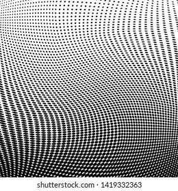 Abstract monochrome grunge halftone pattern. Soft dynamic lines. Half tone  square vector illustration with dots. Modern black and white polka dots wide background for web design, leaflets, print