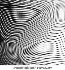 Abstract monochrome grunge halftone pattern. Soft dynamic lines. Half tone  square vector illustration with dots. Modern black and white polka dots wide background for web design, leaflets, print