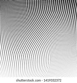 Abstract monochrome grunge halftone pattern. Soft dynamic lines. Half tone  square vector illustration with dots. Modern black and white polka dots wide background for web design, leaflets, print