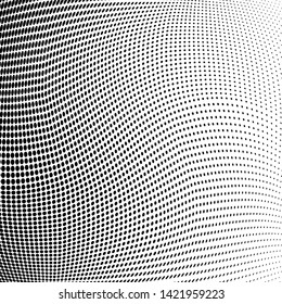Abstract monochrome grunge halftone pattern. Soft dynamic lines. Half tone  vector illustration with dots. Modern black and white polka dots wide background for web design, brochures, leaflets, print