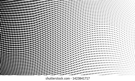 Abstract monochrome grunge halftone pattern. Soft dynamic lines. Half tone  vector illustration with dots. Modern black and white polka dots wide background for web design, brochures, leaflets, print
