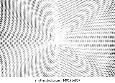 Abstract monochrome grunge halftone pattern. Soft dynamic lines. Half tone  geometric vector illustration with dots. Modern black and white polka dots wide background for web design, leaflets, print