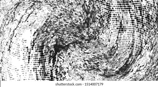 Abstract monochrome grunge halftone pattern. Soft dynamic lines. Half tone black and white wide vector illustration with dots. Modern black and white polka dots wide background for web design, print