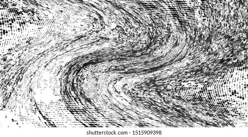 Abstract monochrome grunge halftone pattern. Soft dynamic lines. Half tone black and white wide vector illustration with dots. Modern black and white polka dots wide background for web design, print