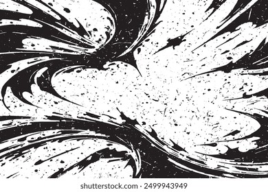 Abstract Monochrome Grunge Texture with Black Streaks and Scratches