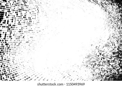 Abstract monochrome grungy halftone pattern.  Vector illustration with dots. Grunge frame. Modern urban distress background