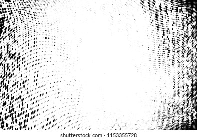 Abstract monochrome grungy halftone pattern.  Vector illustration with dots. Grunge frame. Modern urban distress background
