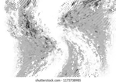 Abstract monochrome grungy halftone pattern.  Vector illustration with dots. Grunge frame. Modern urban distress background