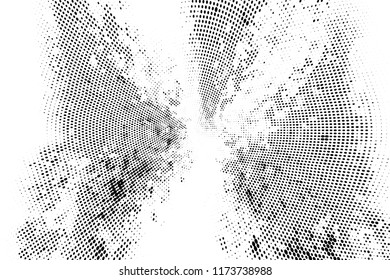 Abstract monochrome grungy halftone pattern.  Vector illustration with dots. Grunge frame. Modern urban distress background