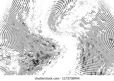 Abstract monochrome grungy halftone pattern.  Vector illustration with dots. Grunge frame. Modern urban distress background
