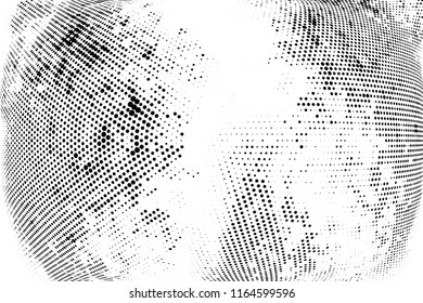 Abstract monochrome grungy radial halftone pattern.  Vector illustration with dots. Grunge frame. Modern urban distress background