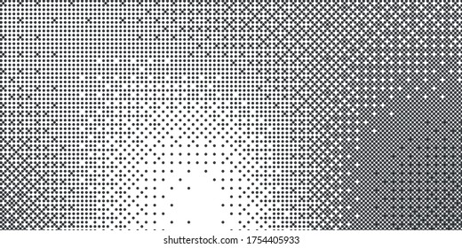 Abstract monochrome half-ton White and black texture with dots.