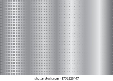 Abstract monochrome halftone background. Futuristic panel. Design element for web banners, posters, cards, wallpapers, sites. Gray metallic, gradient. Vector illustration.