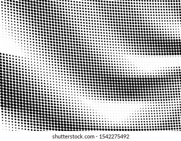 Abstract monochrome halftone. Chaotic waves vector pattern