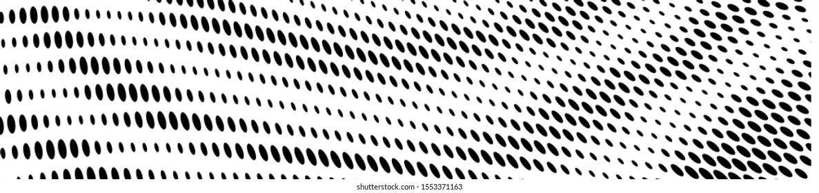 Abstract monochrome halftone. Chaotic waves vector pattern