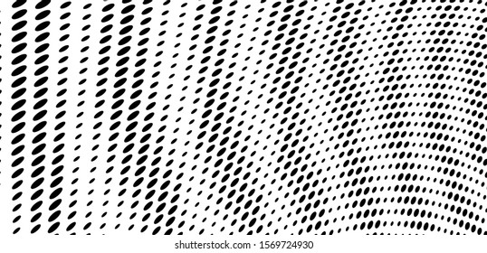 Abstract monochrome halftone. Chaotic waves vector pattern