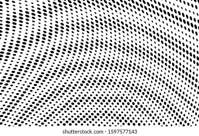 Abstract monochrome halftone. Chaotic waves vector pattern