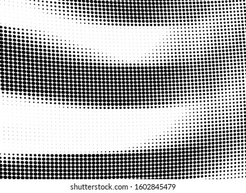 Abstract monochrome halftone. Chaotic waves vector pattern