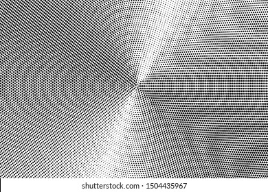 Abstract monochrome halftone fractal pattern. Soft dynamic lines. Half tone  geometric vector illustration with dots. Modern black and white polka dots background for web design, print