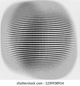 Abstract monochrome halftone geometric pattern. Soft curves. Stains and splashes. Vector illustration with dots. Modern polka dotten background. Template for design
