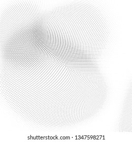 Abstract monochrome halftone geometric pattern. Soft curves. Stains and splashes. Vector illustration with dots. Modern polka dotten background. Template for design