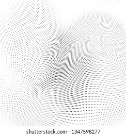 Abstract monochrome halftone geometric pattern. Soft curves. Stains and splashes. Vector illustration with dots. Modern polka dotten background. Template for design