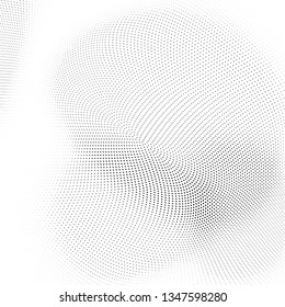 Abstract monochrome halftone geometric pattern. Soft curves. Stains and splashes. Vector illustration with dots. Modern polka dotten background. Template for design