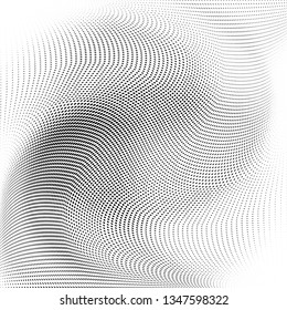 Abstract monochrome halftone geometric pattern. Soft curves. Stains and splashes. Vector illustration with dots. Modern polka dotten background. Template for design